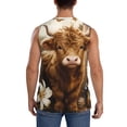 thumbnail image 4 of Lsque Adorable Calf Butterflies Champagne Print Men's Cotton Blend Sleeveless Muscle Shirts (S-3XL)- Moisture Wicking, Odor Protection, UPF 30+,X-Large, 4 of 8