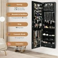 thumbnail image 6 of Giantex Jewelry Armoire Wall Door Mounted, Full Screen Lockable Jewelry Cabinet for Bedroom w/ LED Lights and Frameless Mirror (Black), 6 of 10