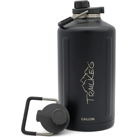 Sports Water Bottle, 128 oz, One Gallon, Vacuum Insulated Stainless Steel, Double Walled, Hot for 12 Hours, Cold for 48 Hours, Wide Mouth Metal Jug