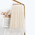 thumbnail image 2 of TAIAOJING Women Floral Pleated Mesh Overlay Elastic Waist Big Swing A-LineTulle Skirt, 2 of 5