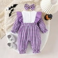 thumbnail image 4 of Staki Baby Romper Baby Girl Fall Outfit Sweatshirt Romper Long Sleeve Bodysuit Cute Clothes(Purple,0-3 Months), 4 of 8