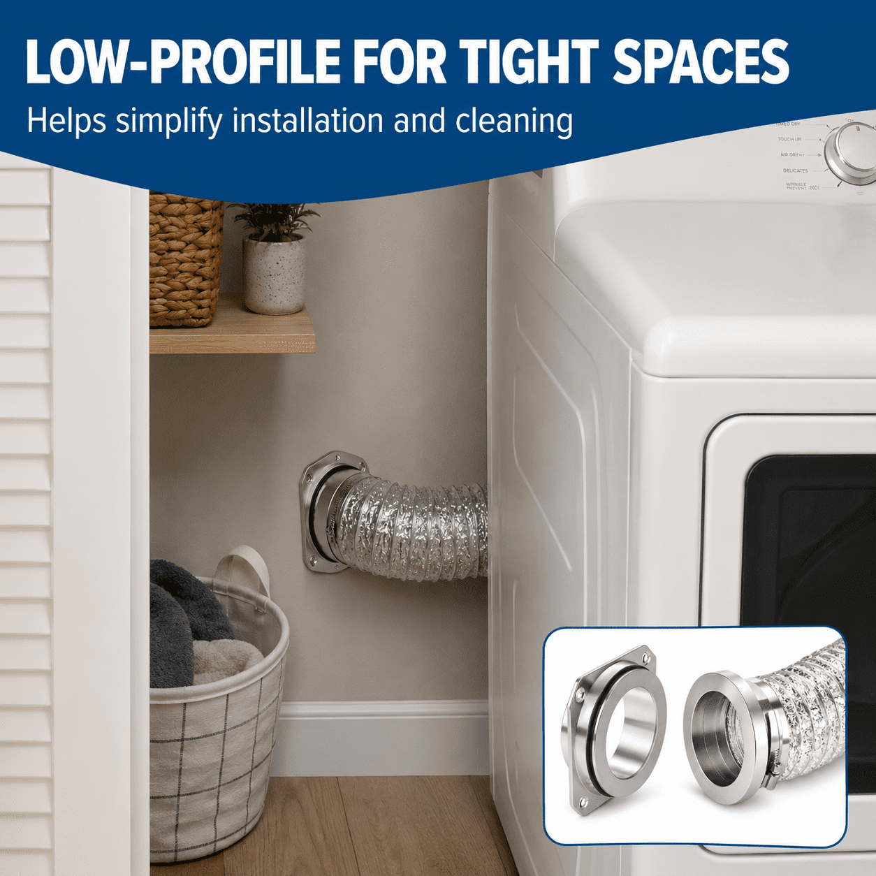 Airtight Seal Magnetic Dryer Vent Connector Kit, for Easy Lint Cleaning, Quick Connect Dryer Vent Tube
