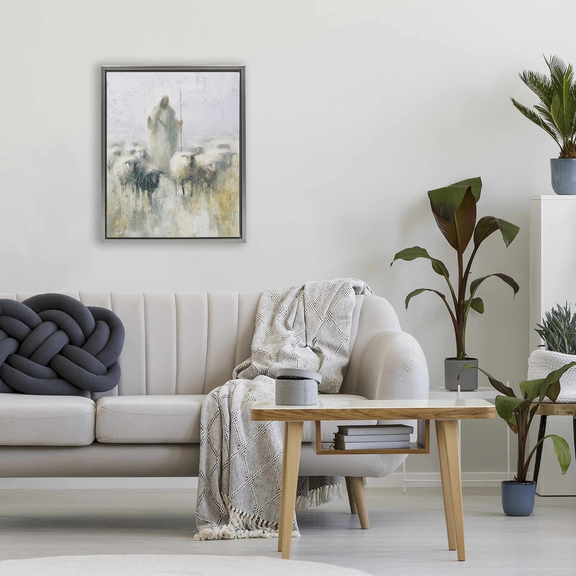 Stupell Industries The Gentle Guide Shepherd Gray Framed Floater Canvas Wall Art, design by Svetlana Aleynikova
