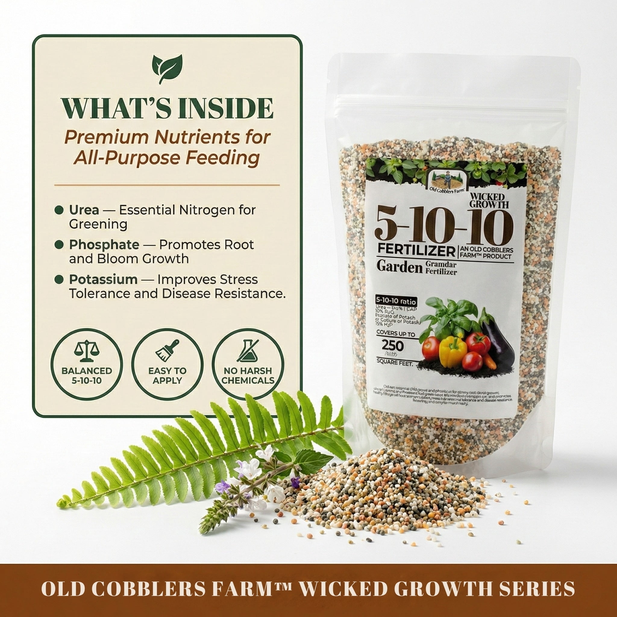 Old Cobblers Farm™ Wicked Growth 5-10-10 Fertilizer - Multi-Use Fertilizer, 20lbs
