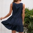 thumbnail image 4 of Robe Sans Manches pour Femmes Col en V Type Ample Couleur Unie Robe Courte pour l'Été Bleu m, 4 of 6