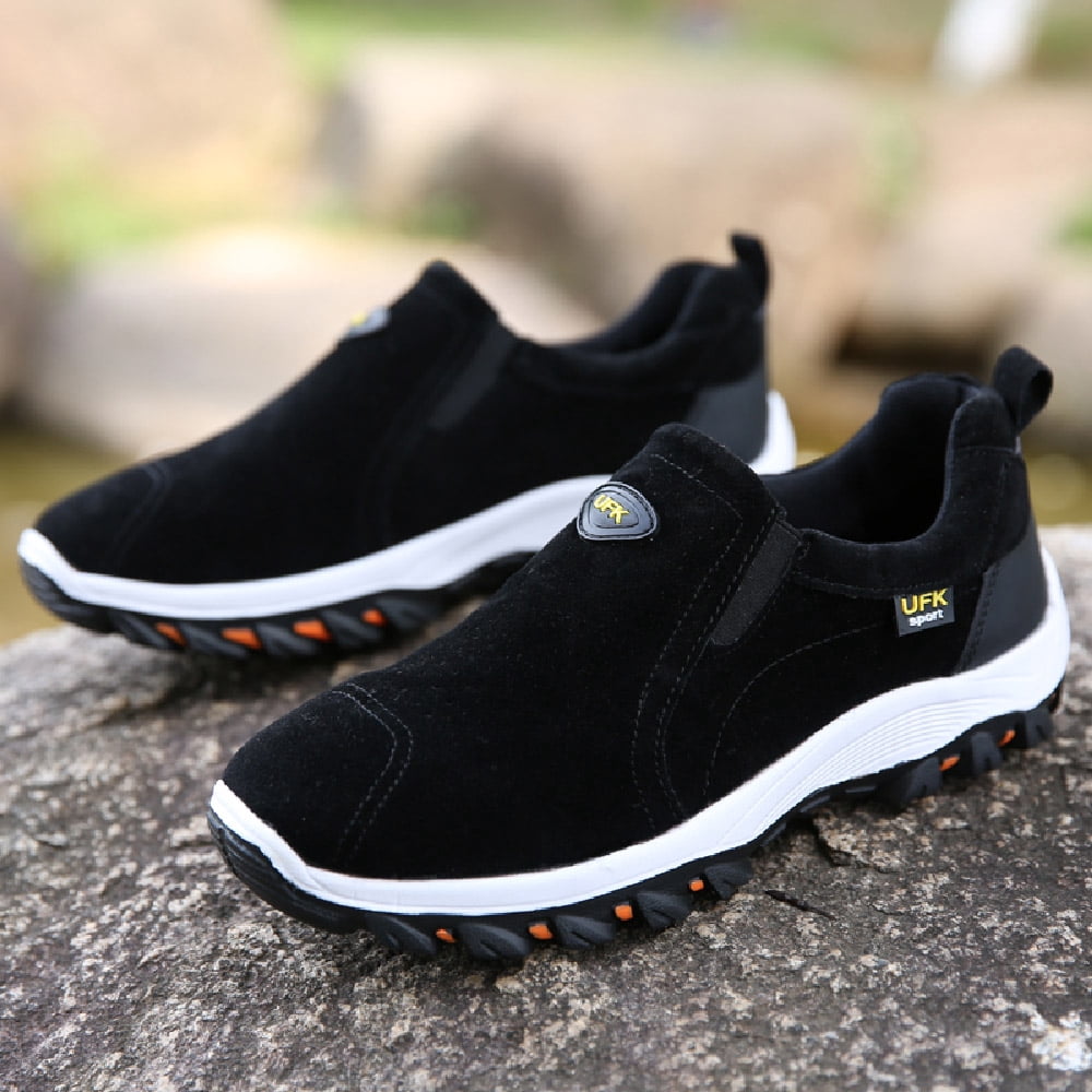 Mens Hiking Mountaineering Shoes Outdoor Breathable Trekking Sneakers Lightweight Comfortable Non-slip Casual Shoes Black 10.5 US