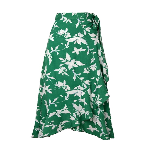 Vestido con estampado de flores a la moda para mujer Falda con diseño de arrugas irregulares de frenillo de una pieza de cintura alta Wmkox8yi FGJ2188