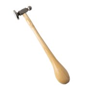 Two-Sided Chasing Hammer - 10.63 Inches Wooden Handle, 2.25” Steel Head with a 14mm Ball Pein & 1.1/ 28mm Domed Face - Tool Used to Add Texture and Dimension to Metalwork
