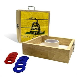 Triumph Compact and Portable Wood Ring Toss with 1 Wooden 5-Peg Target, 2  Red Rope Toss Rings and 2 Blue Rope Toss Rings 