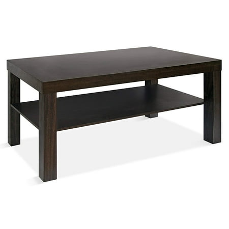 Rectangular Storage Cocktail Table - CAP LIVING Modern Rectangular Cocktail Coffee Table with Storage Shelf, Espresso