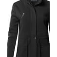 thumbnail image 4 of FashionOutfit Women's Causal Basic High Neck Long Sleeve Zipper Closure Cotton Long Jacket, 4 of 5