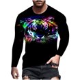 thumbnail image 1 of Hombre Unisex Diario Camiseta 3D Estampado Gráfico Estampados Animal Estampado Manga Larga Tops Casual Bloue Pompotops oipoqjl3895, 1 of 8