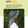 thumbnail image 5 of Tirrinia UV Protection Hat Unisex Wide Brim Large Bill Neck Flap Mesh Nets with Adjustable Drawstring Grey, 5 of 6