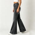 thumbnail image 4 of Vivianyo HD Women's Elastic Waist Drawstring Flare Jeans with Pockets, High Waist Denim Pants For Women, Long Flared Pull on Denim Trousers for Shopping Trips and Casual Outings, Sizes S-2XL, 4 of 7