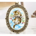 thumbnail image 2 of Kitty Cat Hanging on a Cherry Tree Branch Pocket Watch Locket Necklace Watch NW-26-CAT, 2 of 6