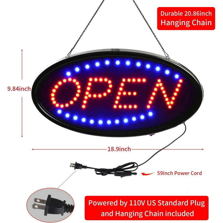 KEBE Neon Powered LED Open Sign, 19''x10