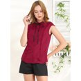 thumbnail image 2 of INSPIRE CHIC Women's Tie Neck Cap Sleeve Button Down Ruffle Summer Shirt, 2 of 6
