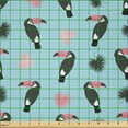 thumbnail image 2 of Ambesonne Animal Fabric by the Yard Microfiber, Toucan Bird Tropical Cartoon, 1 Yard, Pale Blue Rose, 2 of 2