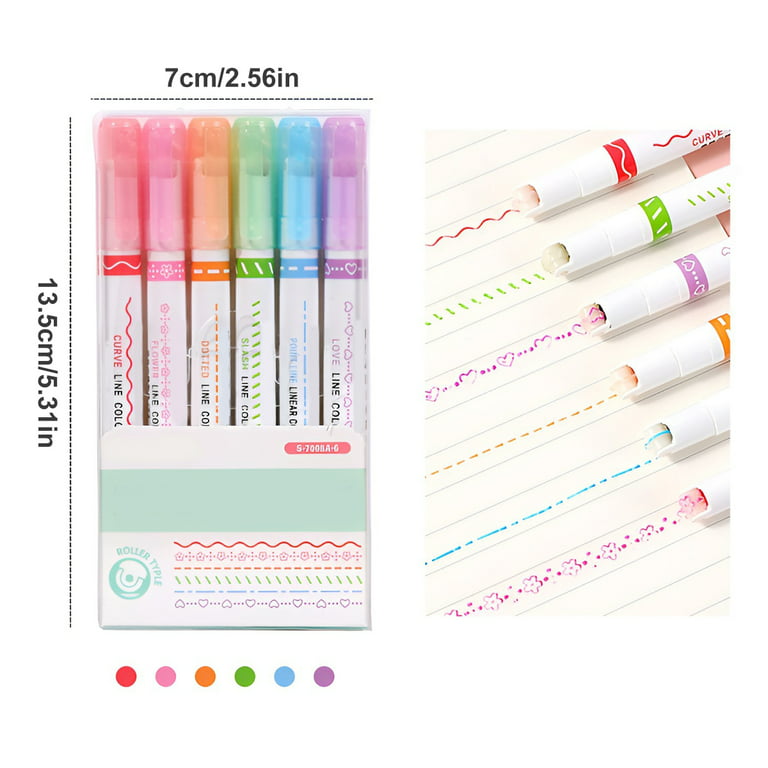 6Pcs Colorful Double Ended Highlighters Painting Marker Pen Clear View  Highlighters Broad and Fine Tip Pens