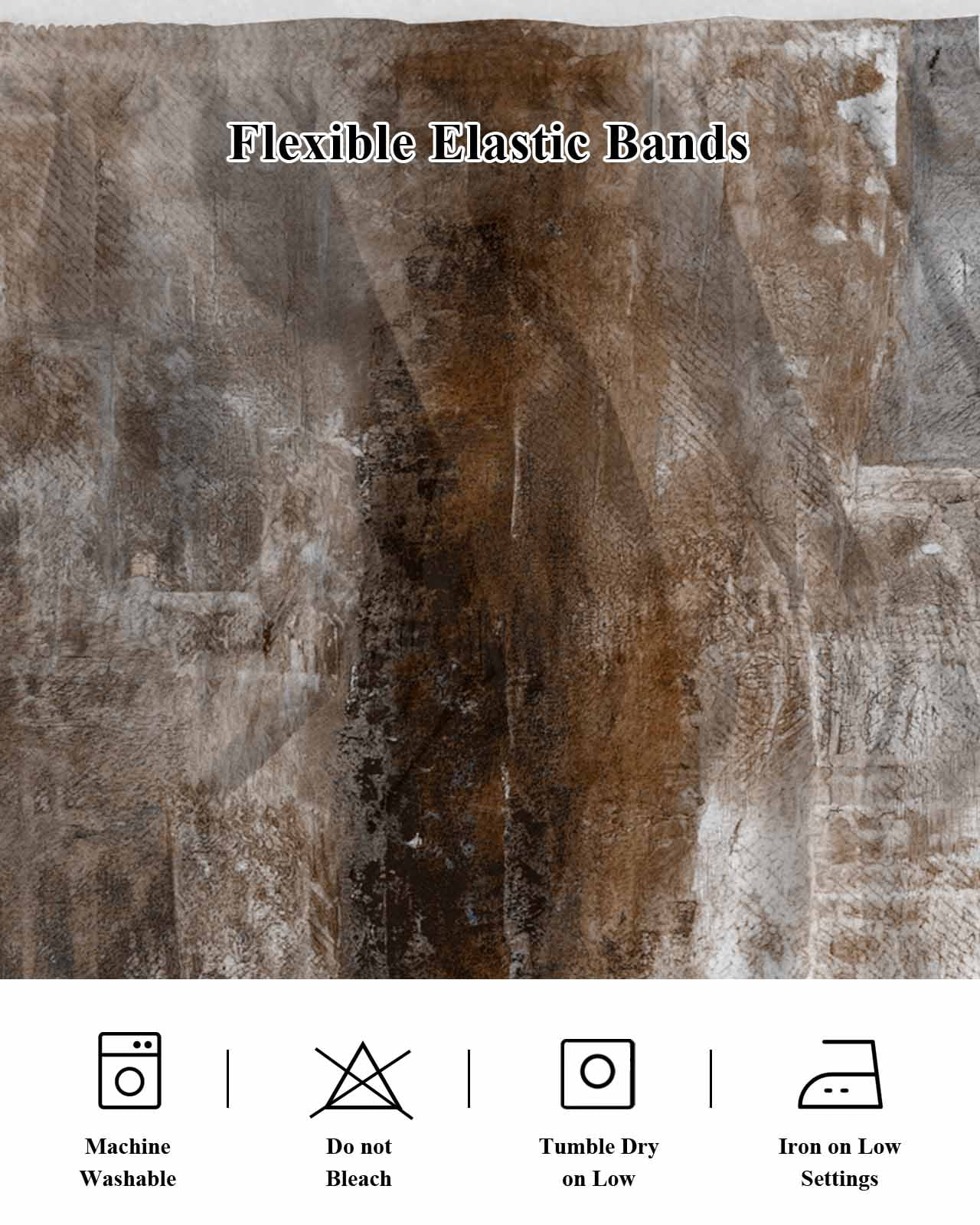 Brown Wrap Around Bed Skirts for Queen Bed 16" Drop,Bed Skirt with Adjustable Elastic Belt Dust Ruffle Bed Valance for Bedroom Hotel Retro Oil Painting Modern Abstract Art Aesthetics Bed Frame Cover