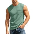 thumbnail image 3 of Pafei Tyugd Tank Shirts for Men with Pocket Casual Crewneck Muscle Tank Tops Big and Tall Sleeveless Basic T-shirt Green M, 3 of 10