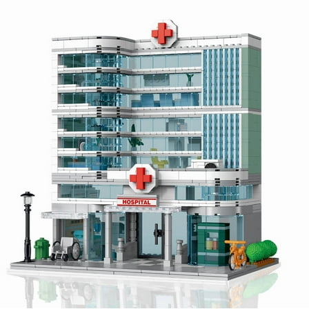 Compatible with Lego City Hospital Toy Building Set, 1350-Piece Modular Three-Story Architecture Set with LED Lighting, Gift Idea for Kids Ages 10 and Up