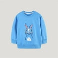 thumbnail image 2 of Byoo Toddler Girl's Easter Graphic Sweatshirt Soft Bunny Print Long Sleeved O-Neck Pullover Top Base Sweatshirt,Blue, 2 of 6