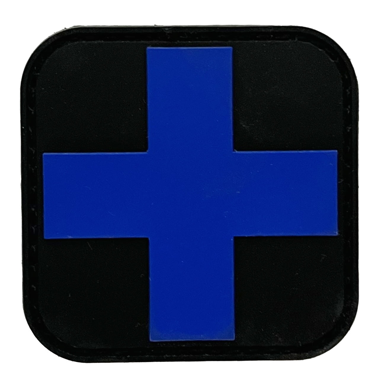 Rescue Essentials PVC Cross Patch, Velcro-Backed - Blue on Black 