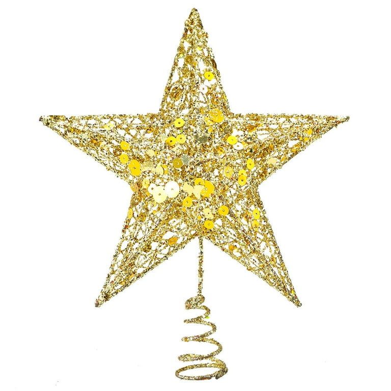 Kerstboom Topper Ster Warm Wit Licht Kerstboom Decor voor Kerst Vakantie Home Fit voor Algemene Maat Kerstboom, 8.7 Inch