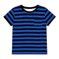 thumbnail image 4 of Rggeeun Toddler Boys T-Shirts Summer Short Sleeve Striped Crew Neck With Pocket Comfortable Kids Tops For Casual Play And Daily Stylish Tee,Blue,2-3 Years, 4 of 6