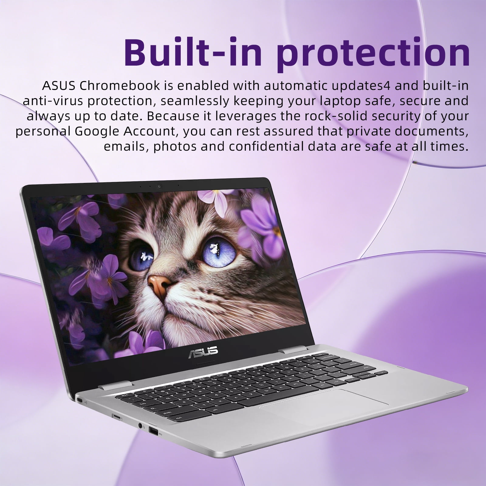 ASUS 14-inch FHD Chromebook, Intel Celeron N4020, 4GB RAM, 128GB eMMC, Anti-Glare Display, 180° Hinge, Chrome OS, Silver