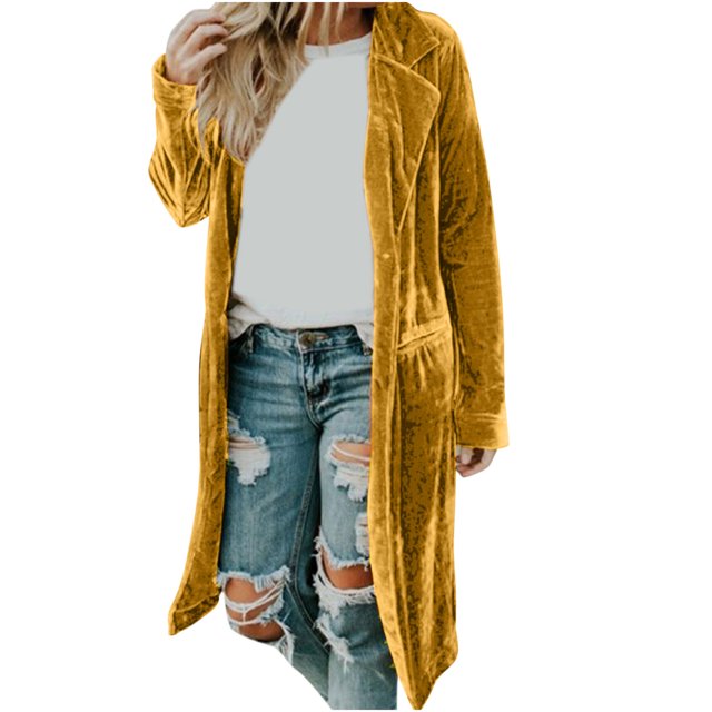 Chaqueta de punto de manga larga informal con bolsillo de manga larga para mujer de Color sólido blusa con abrigo con hebilla Pompotops qwe15125