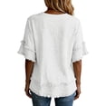 thumbnail image 4 of Stralyhd Cotton Linen Tops for Women 3/4 Sleeve Tops Casual V-Neck Shirts Lightweight Raw Hem Trendy Blouses 2026 Summer Outfits White S, 4 of 6