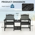 thumbnail image 3 of JUSTLET All - Weather HDPE Double Patio Chair with 2 - Tier Connected Table & Umbrella Hole , Outdoor Bistro Set, Durable Seating Set for Garden, Poolside, Black, 3 of 10