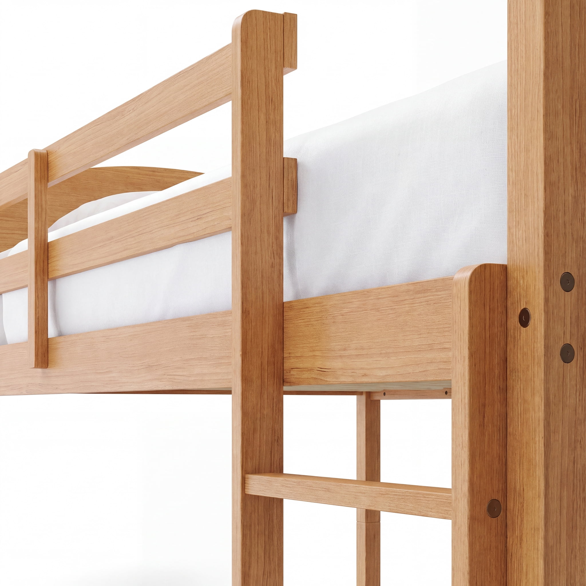 Mainstays Kids Twin-over-Twin Wood Bunk Bed, Natural Teak