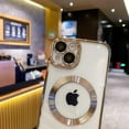 thumbnail image 3 of for iPhone 13 Case Magnetic Clear with Camera Lens Protector Full Protection MagSafe Electroplated Silicone Dust-Proof Net Shockproof Protective Case Cover 6.1 Inch - Gold, 3 of 13