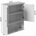 thumbnail image 6 of Wall Mount Bathroom Cabinet Wooden Medicine Cabinet Storage Organizer Double Door with 2 Shelves, and Open Display Shelf, 6 of 6