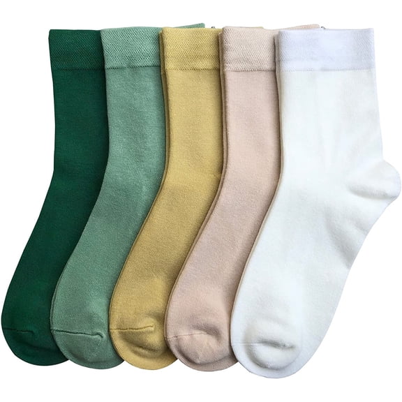 SERISIMPLE Women's Ankle Socks Bamboo Crew Thin Boot Gentle Comfort Breathable Socks 5 Pairs (Multicolor, Large)