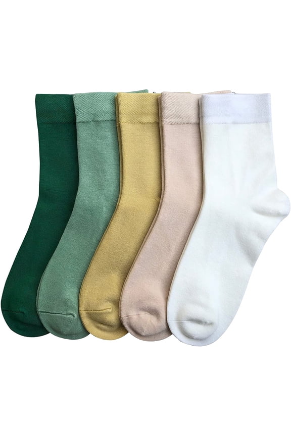 Women's Ankle Socks Bamboo Crew Thin Boot Gentle Comfort Breathable Socks 5 Pairs (Multicolor, Large)