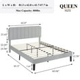 thumbnail image 5 of VECELO Queen Size Bed Frame, Modern Upholstered Platform Bed Frame with Adjustable Headboard, Wooden Slats Support/No Box Spring Needed, Light Gray, 5 of 13