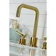 thumbnail image 4 of Kingston Brass KS1457TKL Hallerbos Two-Handle 3-Hole Deck Mount Widespread Bathroom Faucet with Push Pop-Up Drain in Brushed Brass, 4 of 7