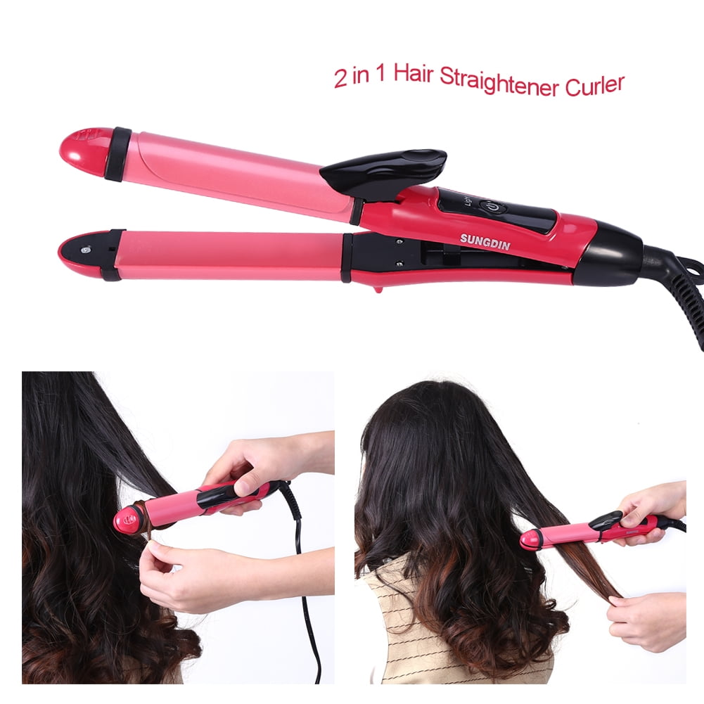 Mgaxyff 4 Colors 2 In 1 Ceramic Hair Straightener Curler Hair Curler Flat Iron Hair Styling 