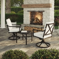 My Texas House Cambria Swivel Outdoor Dining Chair - Set of 2, Black