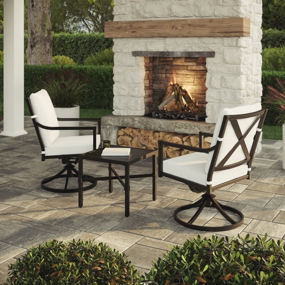 My Texas House Cambria Swivel Outdoor Dining Chair - Set of 2, Black