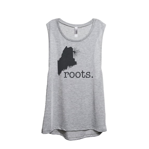 Thread Tank Home Roots State Maine ME 819W Women's Sleeveless Muscle Tank Top Sport Grey Small
