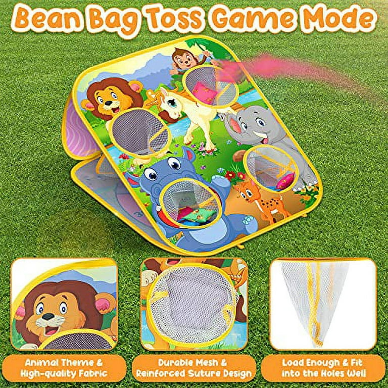 Bean Bag Toss Game, Foldable Zoo Corn Hole 5 in 1 Indoor Outdoor Patio Lawn  Beach Party Activities for Kids (Animal) 
