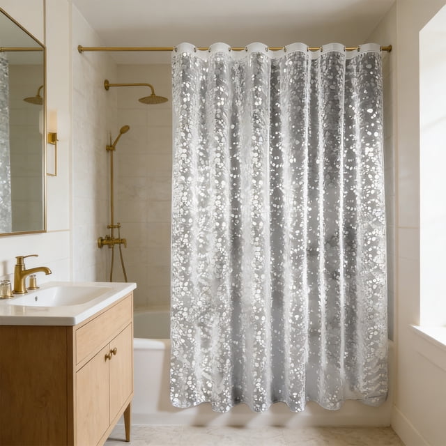 EGNMCR Rideau de Douche Texturé Uni Imperméable et Étanche Sans Perçage Rideau de Séparation de Salle de Bain Rideau de Douche en PEVA