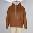 thumbnail image 4 of ZQUUVOU Men's Fleece Lined Hoodie Long Sleeve Adjustable Drawstring Hooded Solid Color Pullover with Pocket Brown, 4 of 9