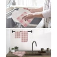 thumbnail image 5 of Pink Farmhouse Kitchen Dish Towels for Drying Dishes Set of 4, Buffalo Plaid Check Lattice Geometric Waffle Weave Microfiber Hand Tea Bathroom Towels Quick Dry & Absorbent Towel 12x12, 5 of 7