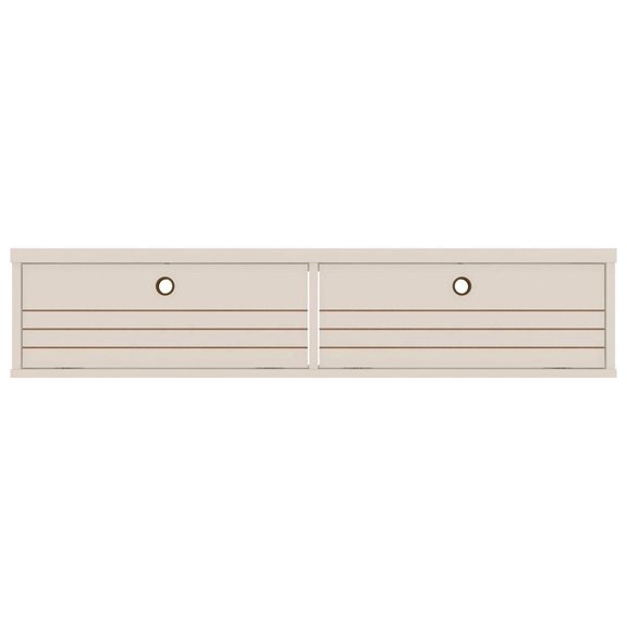 Liberty 42.28 Mid-Century Modern Floating Office Desk with 2 Shelves in Off White